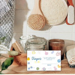 Tarjeta De Recepción Cute Pato de Goma Baño Pañal Rifa Baby Shower  