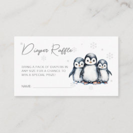 Tarjeta De Recepción Cute pingüino Snowflakes Baby Shower Diaper Raffle