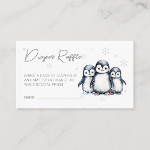 Tarjeta De Recepción Cute pingüino Snowflakes Baby Shower Diaper Raffle