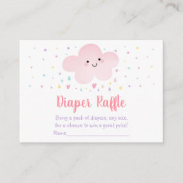 Tarjeta De Recepción Cute Pink Cloud Stars Baby Shower Diaper Raffle