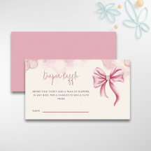 Cute Pink Diaper Raffle Bow Baby Shower