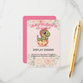 Tarjeta De Recepción Cute Pink Dino Hatching Soon