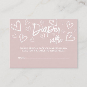 Tarjeta De Recepción Cute Pink Hearts Girl Baby Shower Diaper Rifas