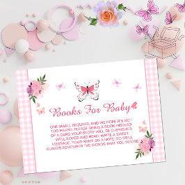 Tarjeta De Recepción Cute Pink Little Butterfly Baby's Book Request 