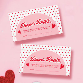 Tarjeta De Recepción Cute Pink Valentines Baby Shower Diaper Raffle