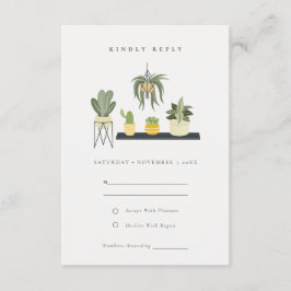 Tarjeta De Recepción Cute Potted Leafy Succulent Plants Wedding RSVP