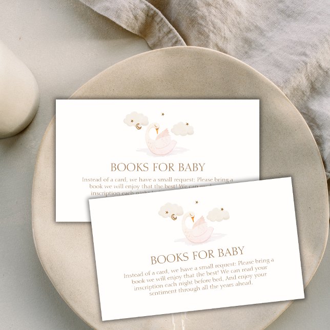 Tarjeta De Recepción Cute Princess Swan Moon Star Books Para Baby Showe (Cute Princess Swan Moon Star Books For Baby Shower Enclosure Card)