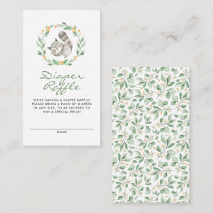 Tarjeta De Recepción Cute Raccoon Wreath Baby Shower Diaper Raffle