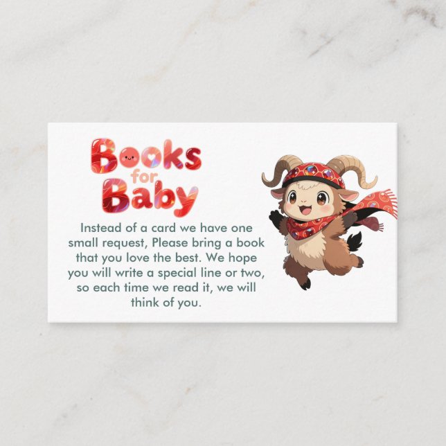 Tarjeta De Recepción Cute Ram Winter Books for Baby Card (Anverso)