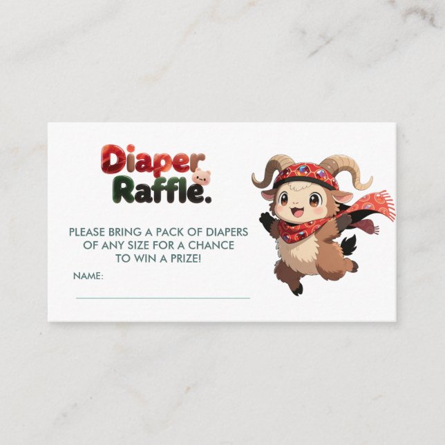 Tarjeta De Recepción Cute Ram Winter Diaper Raffle Card (Anverso)