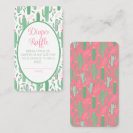 Tarjeta De Recepción Cute Retro Cactus Floral Baby Shower Diaper Raffle