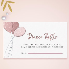 Tarjeta De Recepción Cute Rosa Baby Shower Diaper Raffle