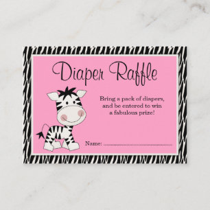 Tarjeta De Recepción Cute rosa cebra Baby Shower Diaper Raffle