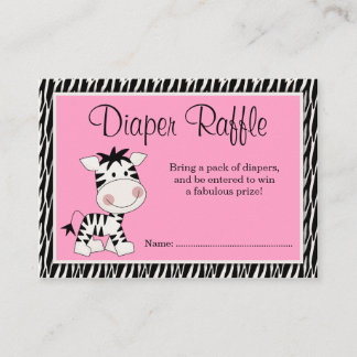Tarjeta De Recepción Cute rosa cebra Baby Shower Diaper Raffle