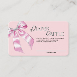 Tarjeta De Recepción Cute Rosa Coquette Bow Diaper Raffle
