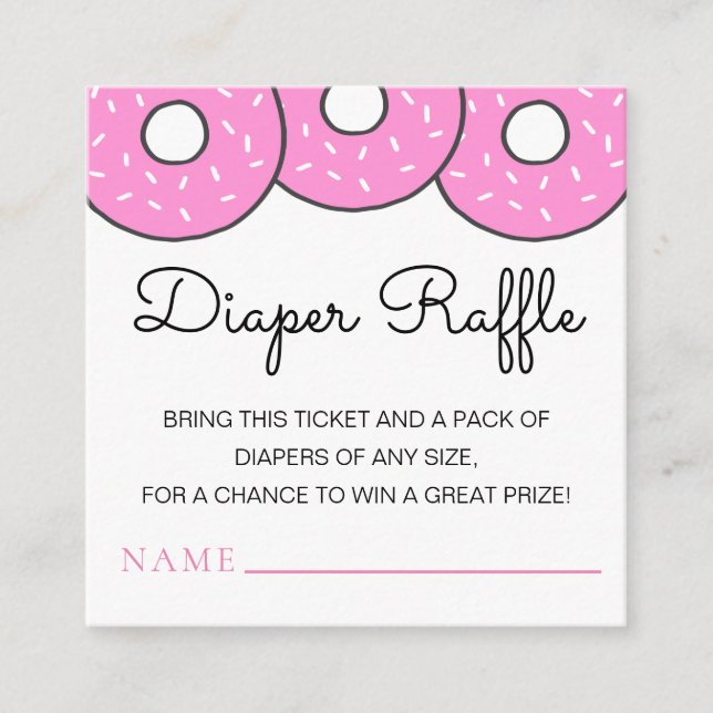 Tarjeta De Recepción Cute Rosa Donuts Baby Shower Diaper Raffle (Anverso)