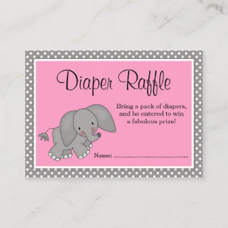 Tarjeta De Recepción Cute rosa elefante Baby Shower Diaper Raffle