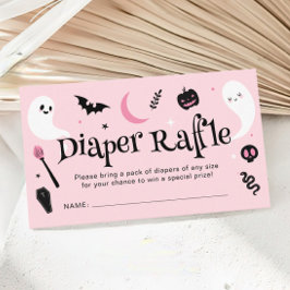 Tarjeta De Recepción Cute Rosa Halloween Baby Shower Diaper Raffle