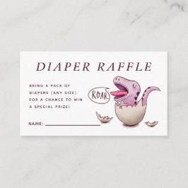 Tarjeta De Recepción Cute rosado dinosaurio Baby Shower Diaper Raffle
