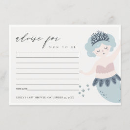 TARJETA DE RECEPCIÓN CUTE RUBOR BLUE PEQUEÑO CONSEJO DE MERMAID BABY SH
