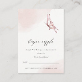 Tarjeta De Recepción Cute Rubor Butterfly Diaper Raffle Baby Shower