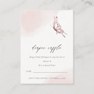 Tarjeta De Recepción Cute Rubor Butterfly Diaper Raffle Baby Shower