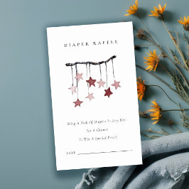 Tarjeta De Recepción Cute Rubor Star Mobile Diaper Raffle Baby Shower