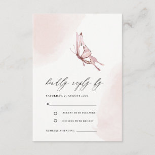 TARJETA DE RECEPCIÓN CUTE RUBOR WATERCOLOR BOTTERFLING WEDDING RSVP