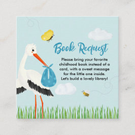 Tarjeta De Recepción Cute Rustic Blue Stork Baby Shower