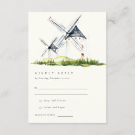 Tarjeta De Recepción Cute Rustic Farm Windmill Tema Boda RSVP