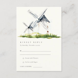 Tarjeta De Recepción Cute Rustic Farm Windmill Tema Boda RSVP