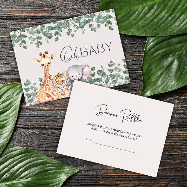 Tarjeta De Recepción Cute Safari Animals Baby Shower Diaper Raffle (Subido por el creador)