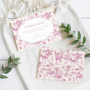 Tarjeta De Recepción Cute Safari Toile de Jouy Diaper Raffle