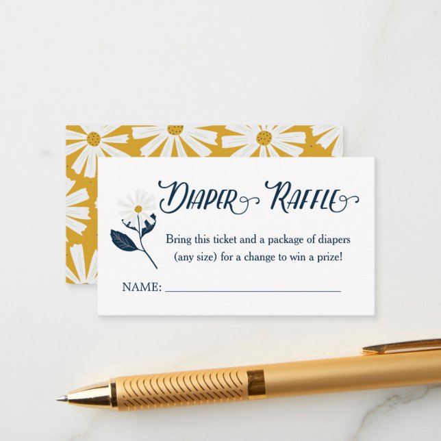 Tarjeta De Recepción Cute Scandi Daisy Diaper Ticket (Anverso/Reverso In Situ)