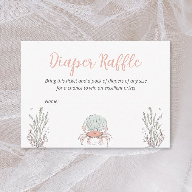 Tarjeta De Recepción Cute Sea Coastal Crab Baby Shower Diaper Raffle (Subido por el creador)