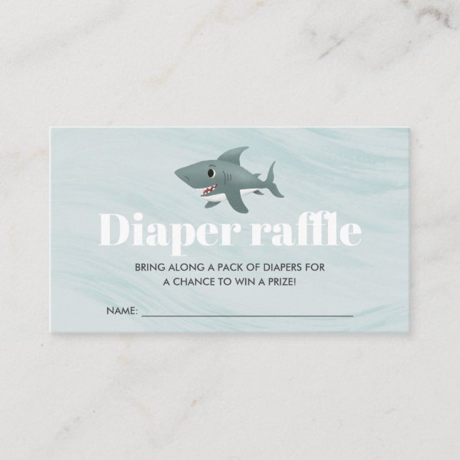 Tarjeta De Recepción Cute Shark Baby Shower Diaper Raffle (Anverso)