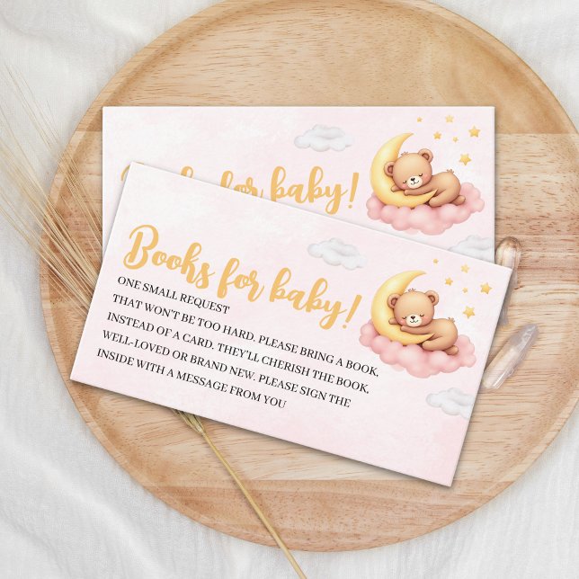 Tarjeta De Recepción Cute Sleeping Bear - Baby Shower Girl  (Subido por el creador)