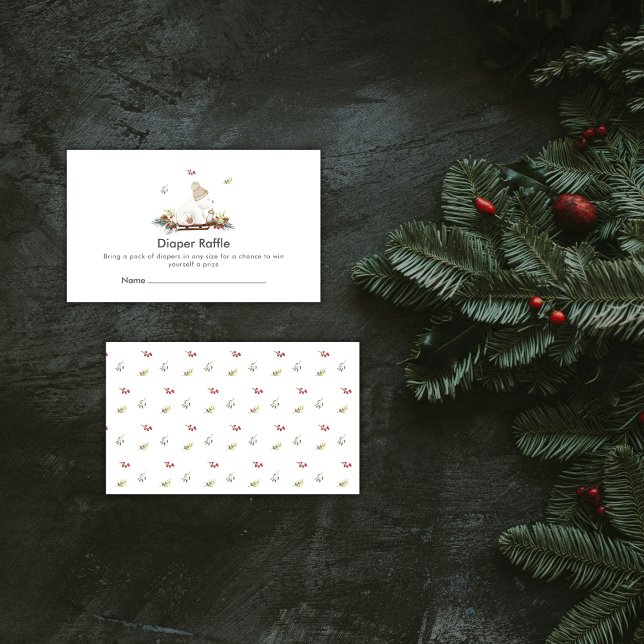 Tarjeta De Recepción Cute Sleigh Polar Bear Diaper Raffle Baby Shower  (Cute Sleigh Polar Bear Diaper Raffle Baby Shower Enclosure Card)