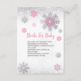 Tarjeta De Recepción Cute Snowflake Pink & Silver Baby's Book Request