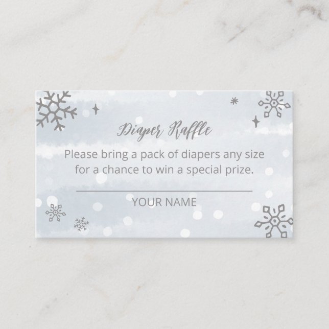 Tarjeta De Recepción Cute Snowflakes Winter Baby Shower Diaper Raffle (Anverso)