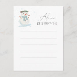 Tarjeta De Recepción Cute Snowman Baby Shower Advance Note Card