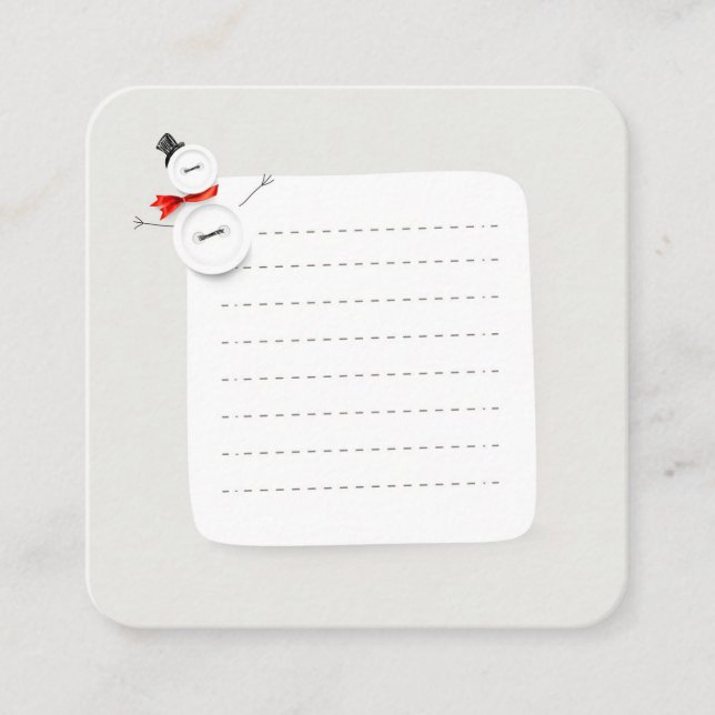 Tarjeta De Recepción Cute Snowman Button Design Holiday Enclosure Card (Anverso)