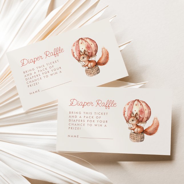 Tarjeta De Recepción Cute Squirrel Globo Baby Shower Diaper Raffle (Subido por el creador)