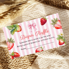 Tarjeta De Recepción Cute Strawberry Diaper Raffle Baby Shower