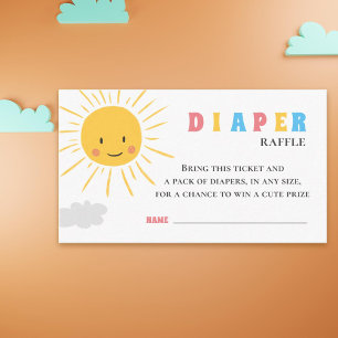 Tarjeta De Recepción Cute Sun Sonriendo Sunshine Diaper Raffle Ticket