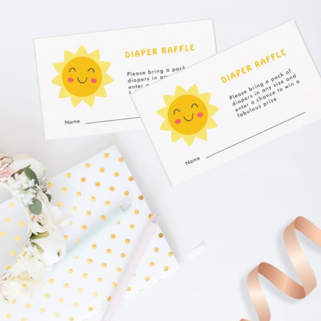 Tarjeta De Recepción Cute Sunshine Baby Shower Diaper Raffle Card (Subido por el creador)