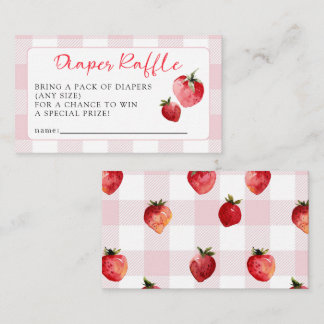 Tarjeta De Recepción Cute Sweet Strawberry Baby Shower Diaper Raffle 