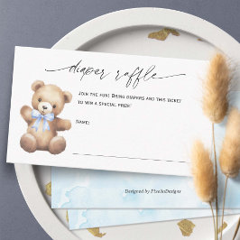Tarjeta De Recepción Cute Teddy Bear Baby Boy Diaper Raffle Ticket