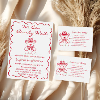 Tarjeta De Recepción Cute Teddy Bear Baby Shower Books for Baby