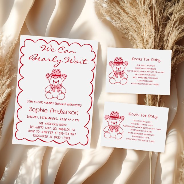Tarjeta De Recepción Cute Teddy Bear Baby Shower Books for Baby (Subido por el creador)